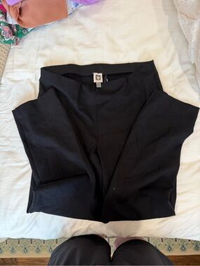 Anne Klein Black Ponte Wide-Leg Trousers
